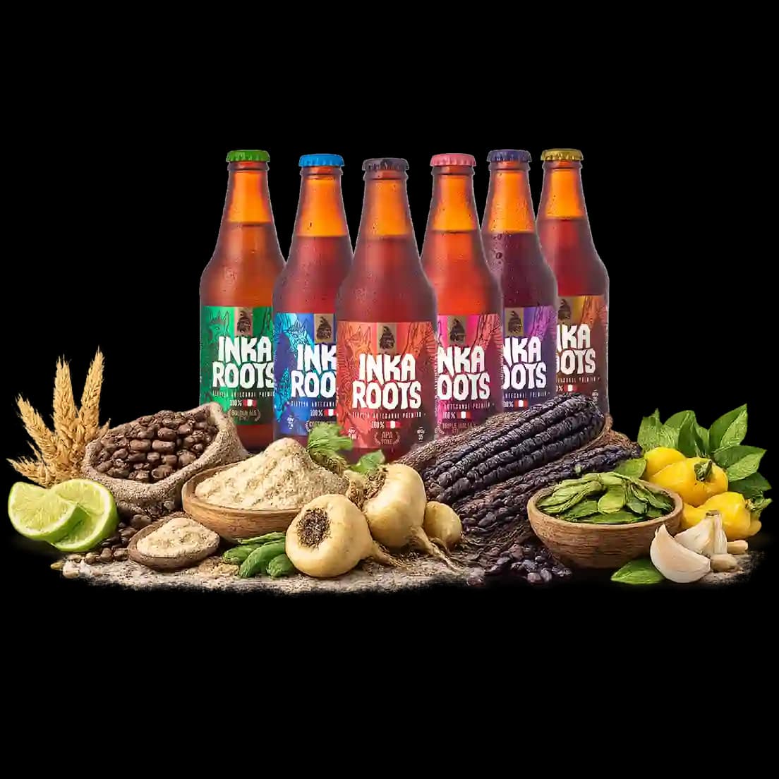 Familia de cervezas Inkaroots con superfoods nativos