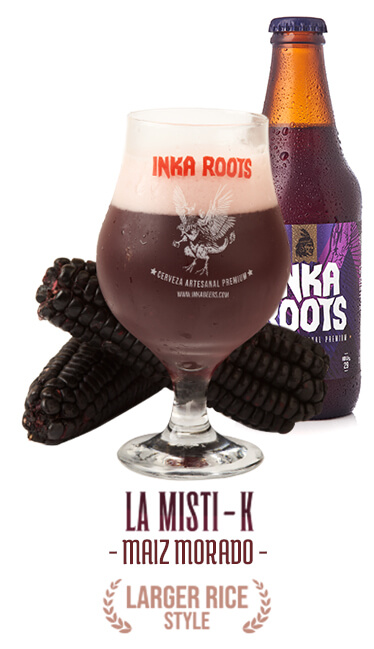 copa y botella la mistik maiz morado larger rice style cerveza peruana artesanal premium